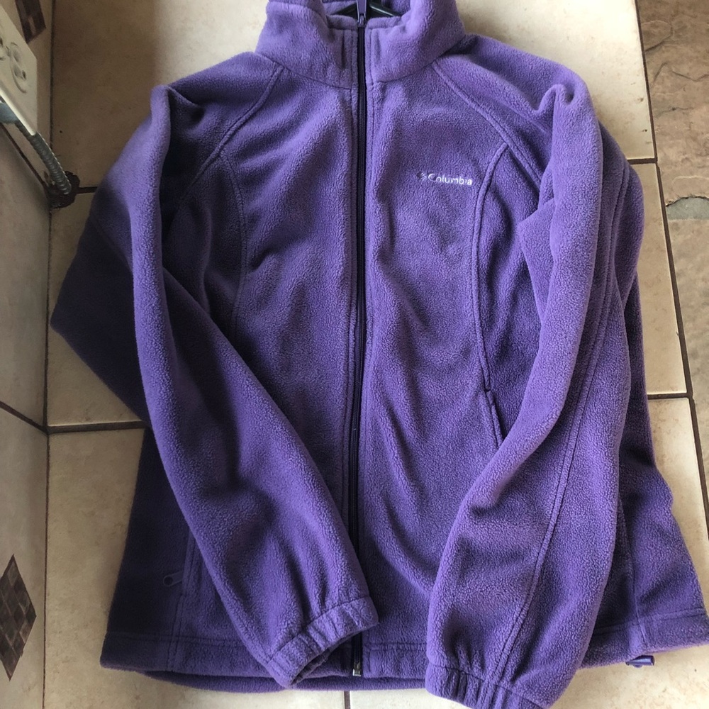 A zip-up purple Columbia jacket